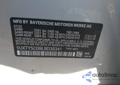 2020 BMW X3 xDrive30I from USA, damaged, VIN 5UXTY5C09L9D39341